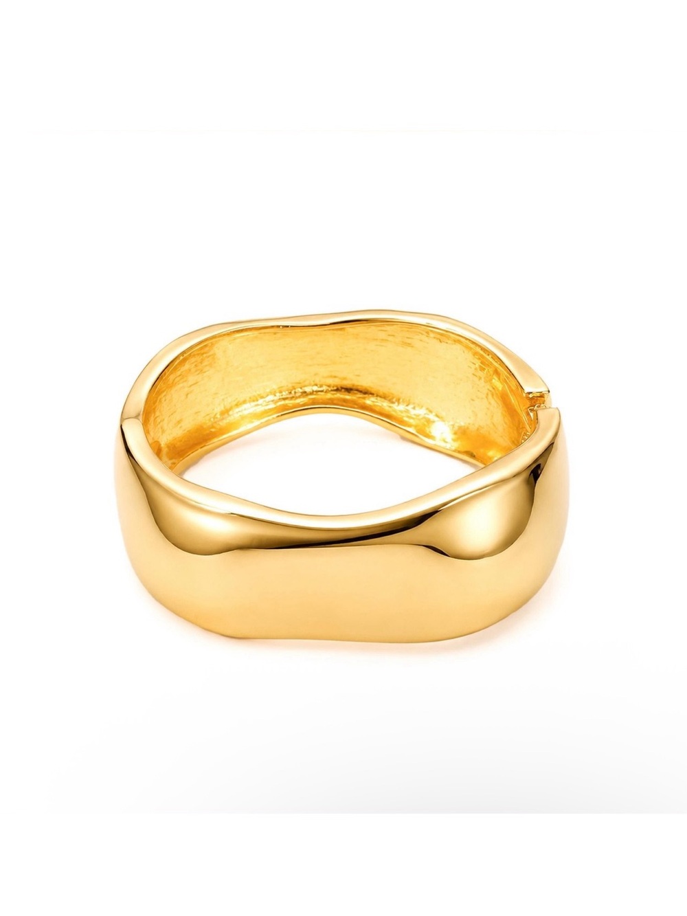 Polished Gold Wave Cuff Bracelet for Women